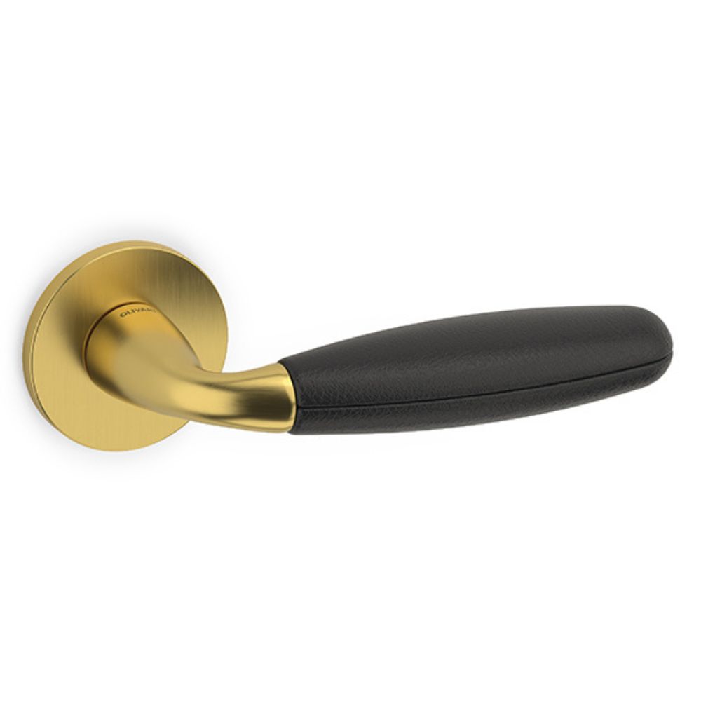 Olivari – Maniglia CLUB ottone SUPERORO SATINATO/PELLE M181RB8B TV